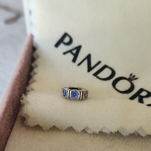 Pandora Silver Band with Sparkling Blue Accents